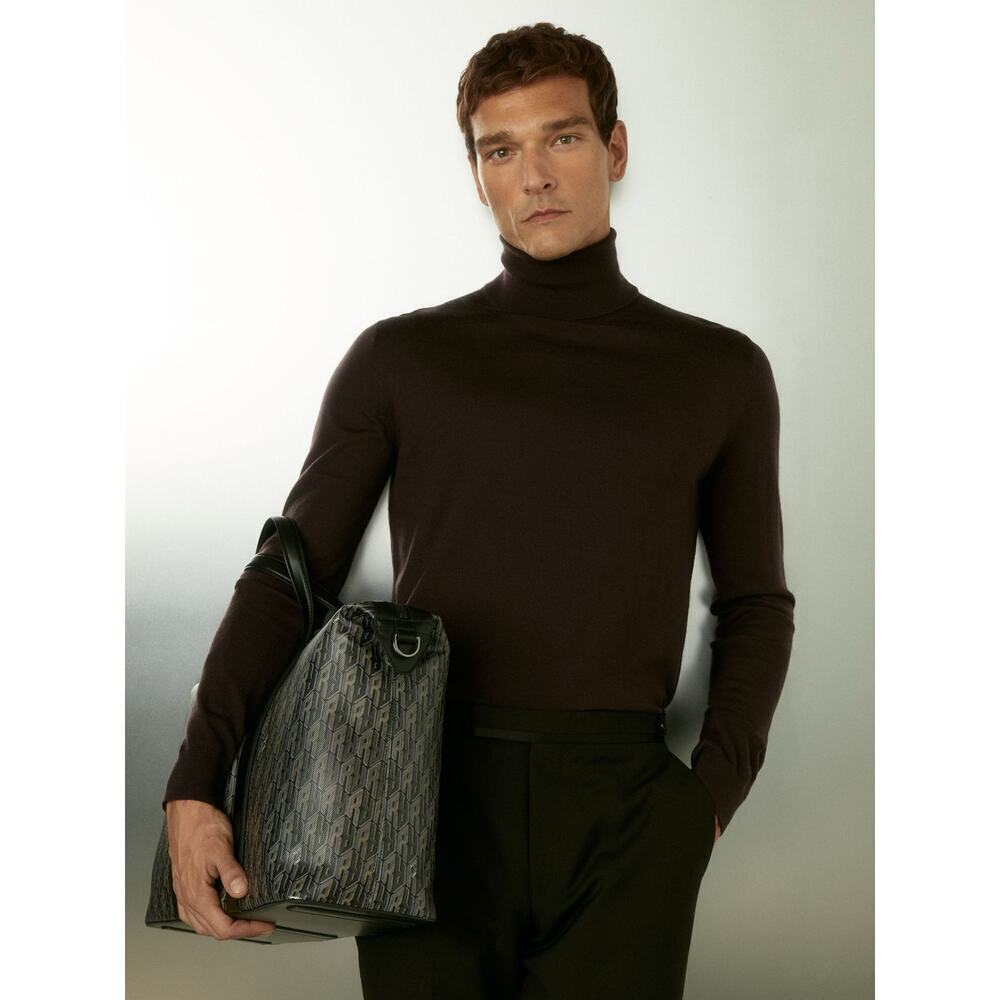 Reiss Caine Slim Fit Merino Wool Roll Neck Jumper Sweater Dark Bordeaux Large